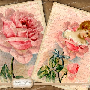 Flowers ACEO Cards, Gift Cards, Digital Collage Sheet printable paper, ATC Printable Cards, Instant Download paper craft, jewelry holders