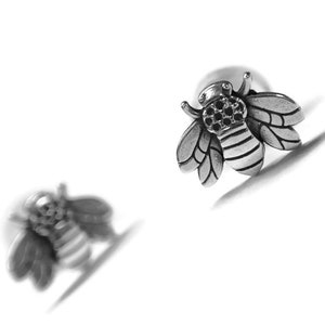 Bee Stud Earrings Dainty Little Bumblebee Studs Honey Bee Stud Earrings Simple Sterling Silver Insect Jewelry Save the Bees image 1