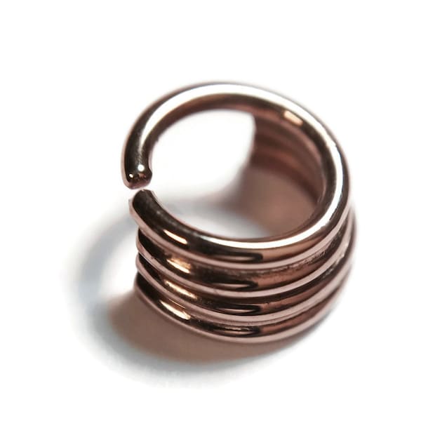 Rose Gold Quadruple Straight Stacked Septum Ring ~ Four Row Nose Ring ~ Quad Stack Body Jewelry ~ Rose Gold Dipped