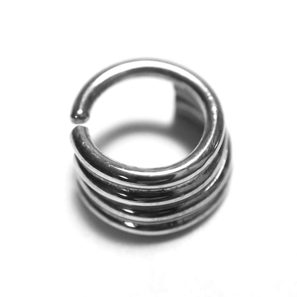 Quadruple Straight Stacked Septum Ring ~ Four Row Nose Ring ~ Quad Stack Body Jewelry ~ Solid Sterling Silver (Nickel-Free)