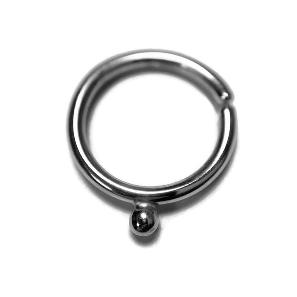 Single Bead Septum Ring ~ Simple Plain Minimalist ~ Seam Ring Nose Hoop ~ Body Jewelry ~ Nicke-Free Sterling Silver