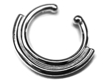 Fake Nose Ring ~ Clip On Septum Ring ~ Faux Nose Hoop ~ Costume Double Faker Body Jewelry ~  Sterling Silver