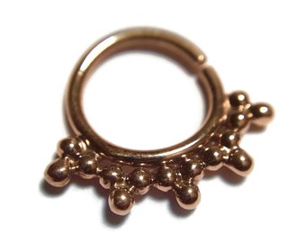 Rose Gold Septum Ring ~ Beaded Detail ~ Rose Gold Dipped Sterling Silver ~ Pink Gold High Polish ~ Nose Ring Body Jewelry ~ Nostril Piercing