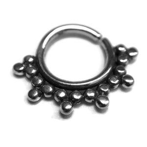 Oxidized Beaded Septum Ring Tribal Body Jewelry Sterling - Etsy