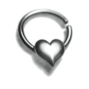 Shiny Heart Septum Ring ~ Puffy Sterling Silver Heart Nose Hoop ~ Sweet Little Lovers Nose Ring ~ Valentines Day Gift