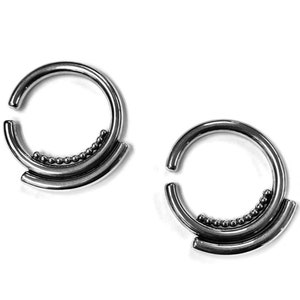 Ear Weights ~ Sterling Silver ~ Tribal Gauge Ear Weight Hoops ~ Stretched Lobes Thick Hoop ~ Heavy Hoop Earrings Stretchers ~ Sold as a Pair