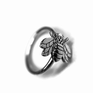 14k Yellow Gold Bee Hoop Nose or Cartilage Ring 14k Yellow Gold Bee Hoop Nose or Cartilage Ring