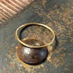 Skinny Yellow Gold Ring Solid 14 Karat ~ 1mm Ultra Thin ~ Simple Stacking Ring ~ Minimalist Wedding Band ~ Spacer Ring Shiny High Polish