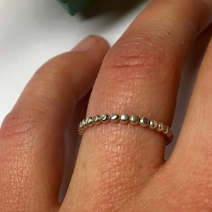 Beaded Sterling Silver Stacking Ring ~ Dainty Stacker ~ 1.9mm Band ~ Accent Ring