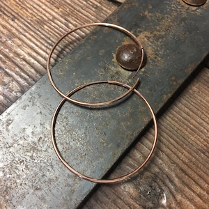 Rose Gold 1.8 Inch Hoop Earring - Seamless Hoops - 45mm ~ Pink Gold Dipped Sterling Silver ~ Medium Simple Hoop Earrings