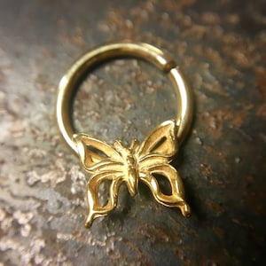 Yellow Gold Butterfly Septum Ring