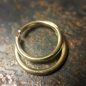 Solid 14 Karat Yellow Gold Double Hoop Septum Ring ~ Layered Body Jewelry ~ Solid Gold Nose Ring ~ Double Hoop Nose Ring Single Piercing