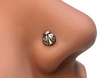 Ladybug Nose Stud ~ Sterling Silver Lady Bug Nose Screw ~ Pierced Nose Jewelry ~ Insect Body Jewelry