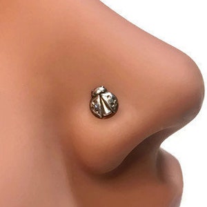Ladybug Nose Stud ~ Sterling Silver Lady Bug Nose Screw ~ Pierced Nose Jewelry ~ Insect Body Jewelry