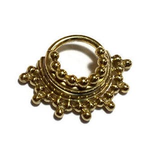 Solid 14 Karat Gold Quad Stacked Beaded Septum Ring - Piercing - Hoop - Conch - Helix - Cartilage