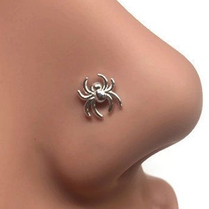 Spider Nose Stud ~ Sterling Silver Arachnid Nose Screw ~ Pierced Nose Jewelry ~ Insect Body Jewelry ~ Bug Jewelry