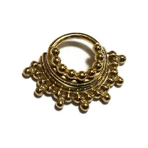 Gold Quad Stacked Beaded Septum Ring - Piercing - Hoop - Conch - Helix - Cartilage - Gold Dipped Nickel Free Sterling Silver