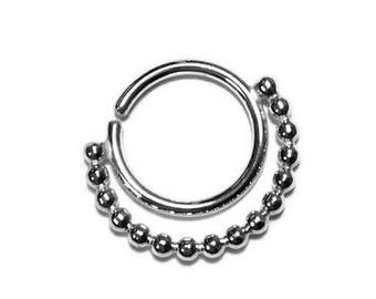 Double Hoop Beaded Nose Ring ~ Nickel-Free Sterling Silver ~ Layered Nose Hoop ~ Unique Body Jewelry