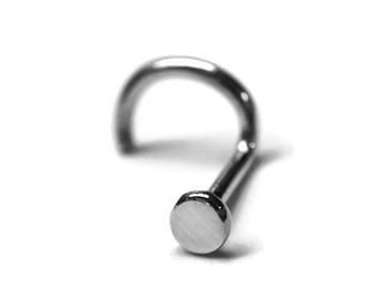 Simple Disc Nose Stud ~ Flat 2mm Round Nostril Piercing ~ Plain Nose Screw ~ Nickel-Free Sterling Silver ~ Nose Jewelry ~ Nose Post