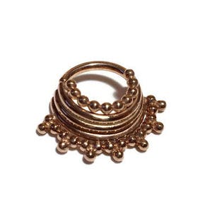 Rosé Gold Quad Stacked Perlen Septum Ring - Piercing - Hoop - Muschel - Helix - Knorpel - Gold getaucht aus nickelfreiem Sterling Silber