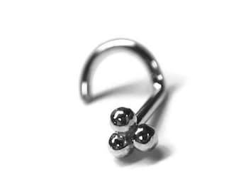 Three Dot Nose Stud ~ Tri Bead Nostril Piercing ~ 3 Ball Nose Screw ~ Nickel-Free Sterling Silver ~ Nose Jewelry ~ Beaded Cluster Nose Post