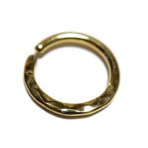 Solid 14 Karat Yellow Gold Hammer Texture Septum Ring ~ Reversible ~ Smooth One Side & Textured  ~ Simple Body Jewelry ~ Hypoallergenic