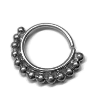 Beaded Piercing Hoop - Lip - Septum - Nostril - Helix - Eyebrow - Daith - Tragus - Conch - Rook - Nickel Free Sterling Silver