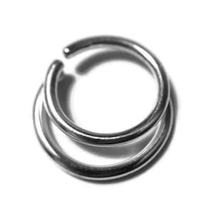 Double Layered Septum Ring ~ Double Nose Hoop ~ Nickel-Free Sterling Silver ~ 2 in 1 Stacked Daith Piercing ~ Simple Double Hoop Jewelry