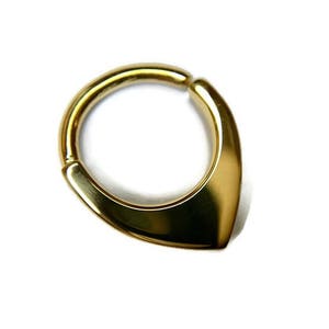 Mini Gold Shield Septum Ring ~ Small Blade Septum Hoop ~ Geometric Fin Body Jewelry ~ 3mm Shield ~ Yellow Gold Dipped Sterling Silver