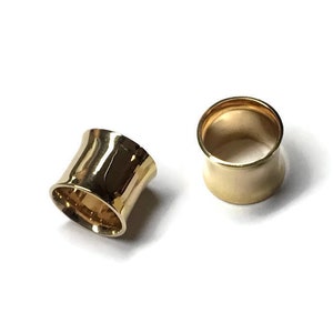 Shiny Gold Simple Gauges Tube Earrings Yellow Gold Dipped Sterling