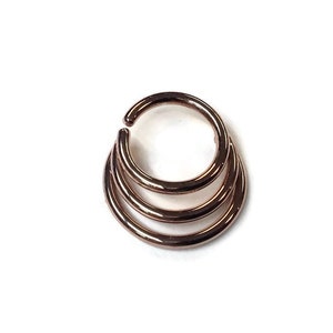 Rose Gold Triple Hoop Septum Ring ~ Three in One Nose Ring ~ Rose Gold Dipped Sterling Silver ~ 3 Stacked Layered Septum Hoop