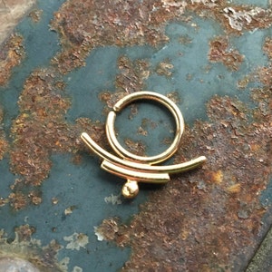 Gold Tribal Septum Ring ~ Ornate Body Jewelry ~ Yellow Gold Dipped Sterling Silver ~ Decorative Nose Hoop
