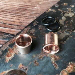 Simple Rose Gold Gauges ~ Ear Tunnels ~ Stretched Lobes ~ Rose Gold Dipped Sterling Silver ~ Small Size Tubes ~ Pink Gold ~ Sold as a Pair
