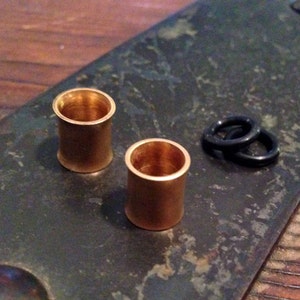 Satin Gold Simple Gauges Tubes ~ Yellow Gold Dipped Sterling Silver ~ Stretched Lobes ~ Plug Tunnel Earrings