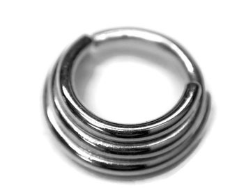 Triple Stack Septum Ring in Sterling Silver ~ Three Layered Nose Ring ~ Twist Open Body Jewelry ~ 3 Ring Look for 1 Piercing