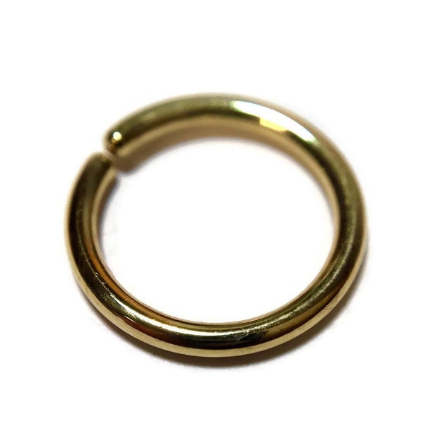 Solid 14 Karat Yellow Gold Seam Ring - Simple Nose Hoop - Piercing - Lip - Eyebrow - Nostril - Rook - Earring - Daith - Tragus - Conch