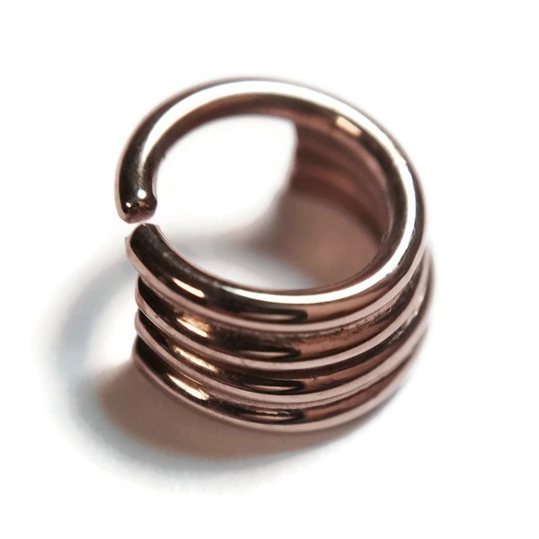 Solid 14 Karat Rose Gold Quadruple Straight Stacked Septum Ring