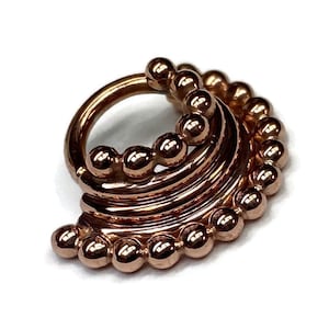 Rose Gold Quad Stacked Beaded Septum Ring - Piercing - Hoop - Conch - Helix - Cartilage - Pink Gold Dipped Sterling Silver