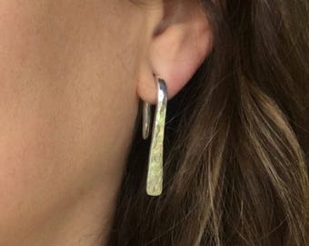 Dangle Gauged Earrings Hammered Finish ~ Sterling Silver ~ Hand Forged Tapered Drop Earrings ~ 8 Gauge (3mm) or Larger Ear Weights