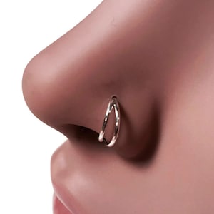 Silver Double Layered Nose Ring Double Nose Hoop Nickel-Free Solid Sterling Silver Nostril Piercing Nose Jewelry image 1