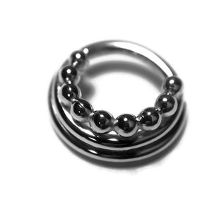 Triple Layered Beaded Septum Ring - Piercing - Rook - Conch - Nostril - Tragus - Daith - Helix - Nickel Free Sterling Silver
