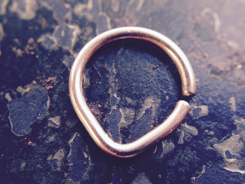 Triangle Hoop Septum Helix Tragus Daith Rook Conch Nostril Solid 14 Karat Rose Gold Chevron Septum Ring