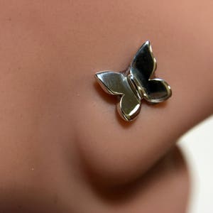Sweet Little Butterfly Nose Stud - Nickel Free Sterling Silver