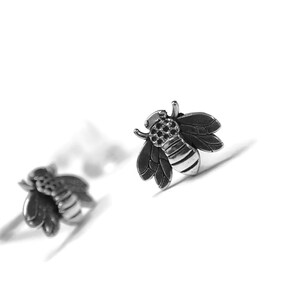 Bee Stud Earrings Dainty Little Bumblebee Studs Honey Bee Stud Earrings Simple Sterling Silver Insect Jewelry Save the Bees image 5