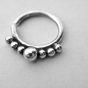 7 Bead Nose Ring ~ Embellished Septum Ring ~ Body Jewelry Hoop ~ Helix - Rook - Tragus - Daith - Conch ~ Cartilage ~  Beaded Tribal Hoop