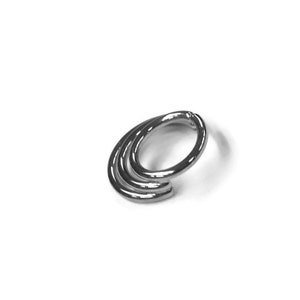 May include: Silver triple hoop nose ring. The hoop is made of three interlocking circles.