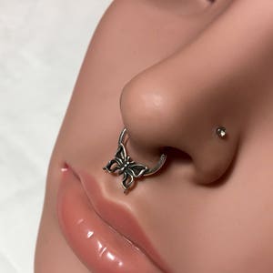 Sterling Silver Butterfly Septum Ring image 3