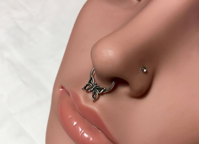 Sterling Silver Butterfly Septum Ring image 3