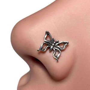 Schmetterling Nasenstecker ~ Nasenring ~ Filigrane Nasenschraube ~ Nickelfreies massives Sterling Silber ~ Schmuck Schmetterling