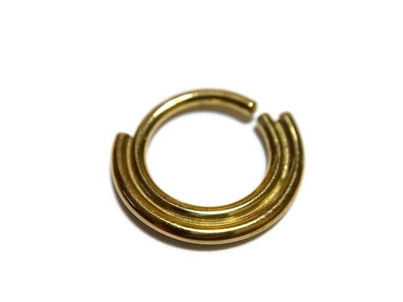 Double Gold Septum Ring - Nose Hoop - Helix - Rook - Daith - Tragus - Conch - Body Jewelry - Gold Dipped Sterling Silver